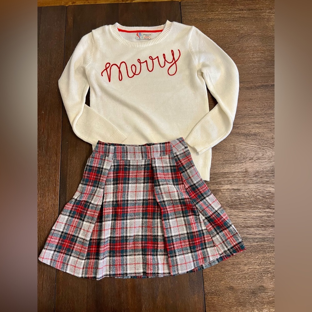 Girls Christmas outfit/ skirt and sweater